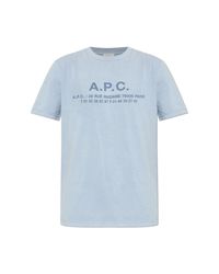 A.P.C. Blue T-Shirt With Logo for men