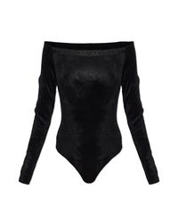 Alaïa Black Velvet Long Sleeve Bodysuit