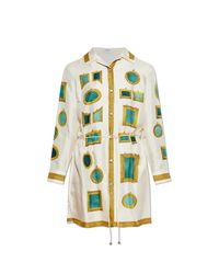 Versace White Silk Dress With "The Gallery" Print