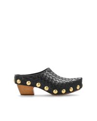 Bottega Veneta Black Heeled Mules "Gondola"