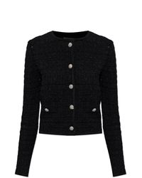Alessandra Rich Black Cardigan With Shimmering Appliqués
