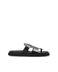 Versace Black Leather Slides With Medusa Head for men