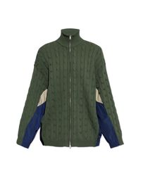 Balenciaga Green Cardigan Made From Combined Fabrics for men