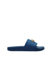 Versace Blue Rubber Flip-Flops With Medusa Head for men