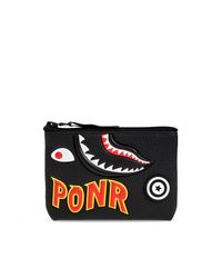 A Bathing Ape Black Leather Pouch for men