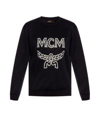 MCM Black Crystal Detail Logo Sweatshirt