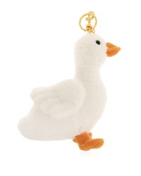 Moschino White Keychain With A Goose Motif Pendant