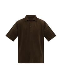Homme Plissé Issey Miyake Brown Pleated Polo for men