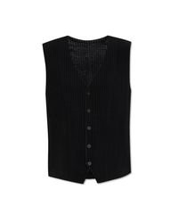 Homme Plissé Issey Miyake Black Pleated Vest for men