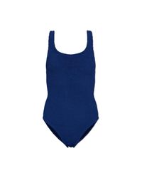 Hunza G Blue One-Piece Swimsuit 'Coverage Square Neck'