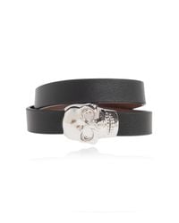 McQueen Black Leather Bracelet for men