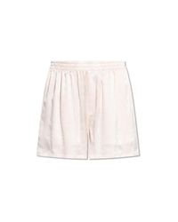 Balenciaga White Silk Shorts With Monogram