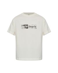 Palm Angels Gray T-Shirt With Logo for men
