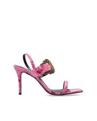 Versace Jeans Couture Pink Heeled Sandals With 'Barocco' Print