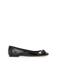 Versace Black Leather Ballet Flats