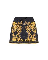 Versace Jeans Couture Yellow Shorts With 'Barocco' Print for men