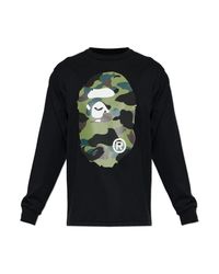 A Bathing Ape Black T-Shirt With Logo for men