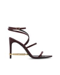 DSquared² Black Leather Heeled Sandals With Embellishment