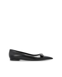 Versace Black Leather Ballet Flats