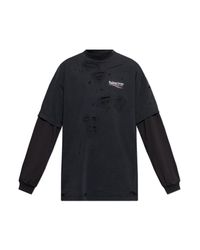 Balenciaga Blue T-Shirt With Logo for men