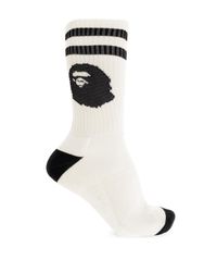 A Bathing Ape Black Socks With Logo for men