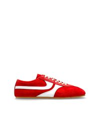 Dries Van Noten Red Leather Sports Shoes for men