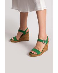 Jimmy Choo Leather 'mirabelle' Wedge Sandals in Green | Lyst