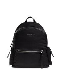 Emporio Armani Black Monogram Backpack for men