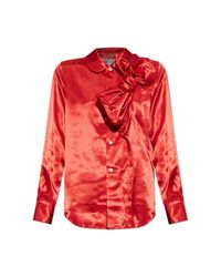 CDG by Comme des Garcons Red Satin Shirt With Decorative Bow