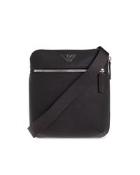 Emporio Armani Black Shoulder Bag With A Logo-Shaped Appliqué for men