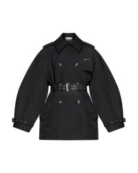 Ganni Black Short Double-Breasted Trench Coat