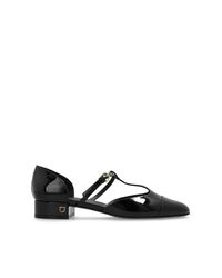 Ferragamo Black Linette T-Bar Patent Pumps