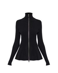 Alaïa Black Wool Cardigan With Stand-Up Collar