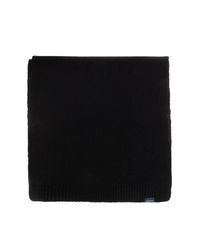 Woolrich Black Wool Scarf With Logo for men