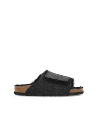 Birkenstock Black 'Solana Shearling' Slides