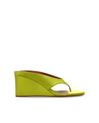 Alaïa Yellow Satin Wedge Mules
