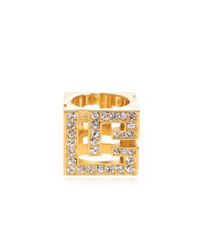 Balmain Metallic Ring With Shimmering Crystals