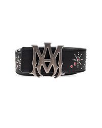 Amiri Black Leather Belt With Shimmering Embellishments for men