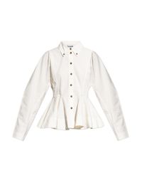 Ganni White Cotton Peplum Shirt
