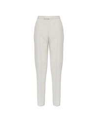 Maison Margiela White Wool Pleated Trousers