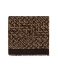 Ferragamo Brown Wool Scarf With Monogram for men