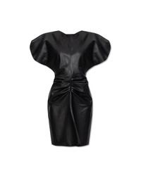 knee length dresses for ladies Leather Bela Midi Dress In Black – Victoria Beckham UK main image 0