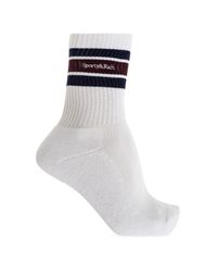 Sporty & Rich White Cotton Socks With Logo