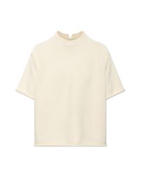 Bottega Veneta Natural Wool Short-Sleeve Sweater