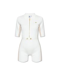 Adidas Originals White Fitted Polo Jumpsuit With Gold Details