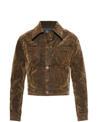 Amiri Brown Denim Jacket With Logo