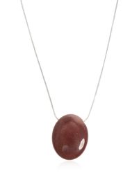 LIE STUDIO Metallic “Julia” Necklace With Semi-Precious Stone