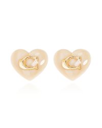 COACH White Heart-Shaped Earrings