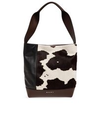 Marni Black Leather Bag With Animal Motif
