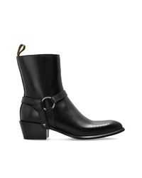 Fendi Black Leather Ankle Boots 'Double O' for men